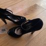 Next Black Suede Peep toe Strappy Heels UK6 Image 4