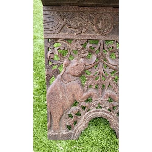 Large Carved Wooden Quran Stand (kursi), Indian, 19th Century.