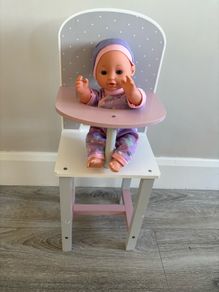 Dolls Wooden Highchair & Doll