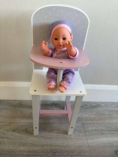 Dolls Wooden Highchair & Doll