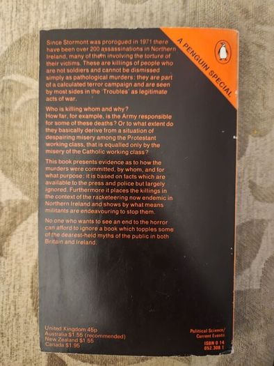 Political Murder In Northern Ireland By Martin Dillon And Denis Lehane. First Edition Paperback In Good Condition.