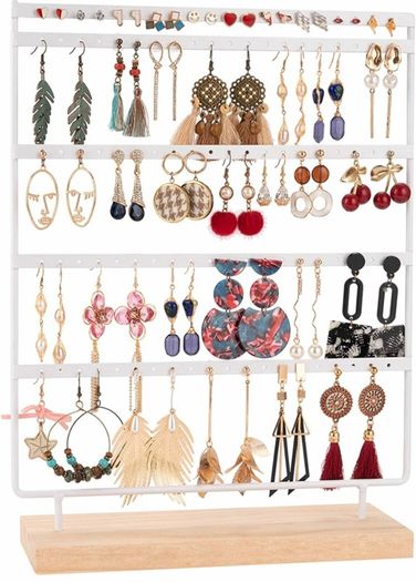 100 Holes Earring Stand Holder 5-Tier Earring Organiser Earring Display Stand Rack Jewellery Stand Holder Organiser Tower with Tray for Earrings Studs (MULTIPLE COLOURS)
