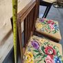 Pair of Vintage Wooden Dining Chairs with Tapestry Upholstery Image 7
