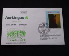 Ireland Stamps : Aer Lingus : First Flight Shannon to Zurich , 1993 Cover