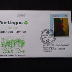 Ireland Stamps : Aer Lingus : First Flight Shannon to Zurich , 1993 Cover