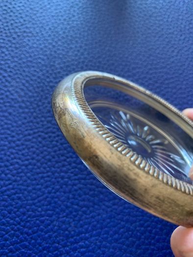 Sterling Silver Glass  Coaster