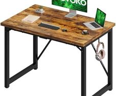 Computer Desk 100 x 50 x 75 cm, Home Office desk, Study Writing Small Desks, Gaming Deske for Home Workstations, Industrial Design Black Desk Metal Frame, Rustic Brown