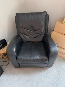 Lazy Boy Armchair - Black Faux leather
