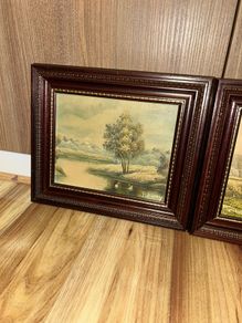vintage landscape paintings in frame