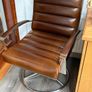 French Leather Swivel Arm Chair & Matching Foot Stool Image 4