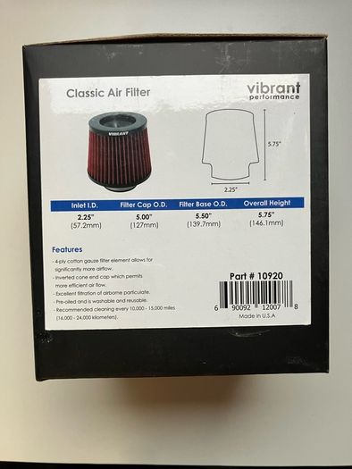 Air Filter Vibrant Performance 2.25"