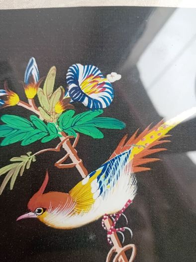 A Pair of mid century painted silk panels