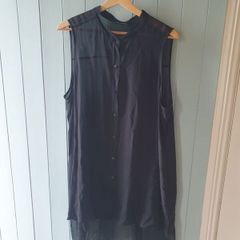 Black 100% Silk Sleeveless Top