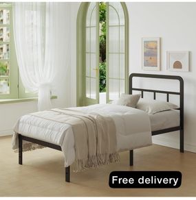 Black Single Bed Frame with Curved Headboard