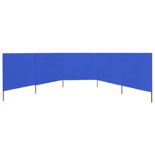 5-panel Wind Screen Fabric 600x160 cm Azure Blue