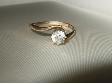 Vintage 14k Gold Twist Solitaire Ring