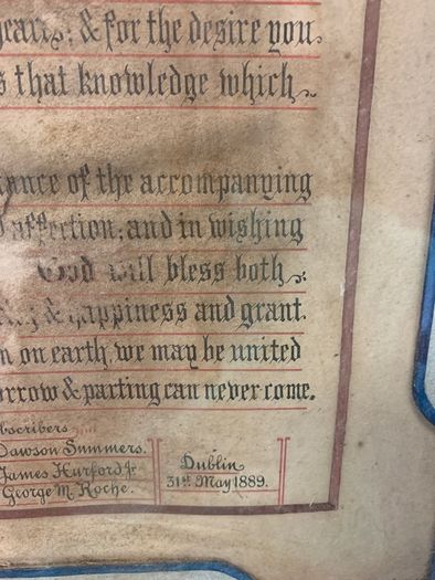 Dublin Interest Antique Calligraphic Presentation