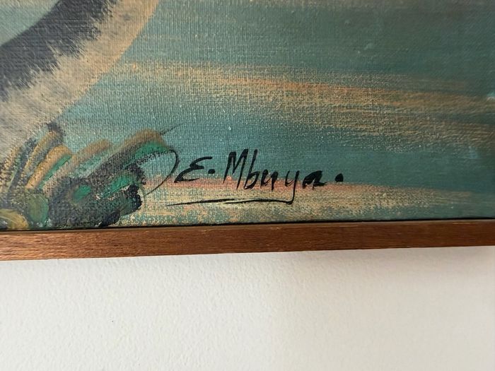 Framed Signed Oil Painting by E Mbuya