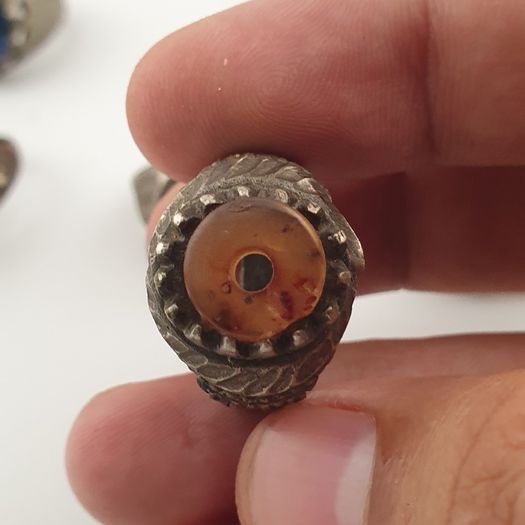 Antique Ring Lot 15 Mixed Brass, Stone & Glass Rings