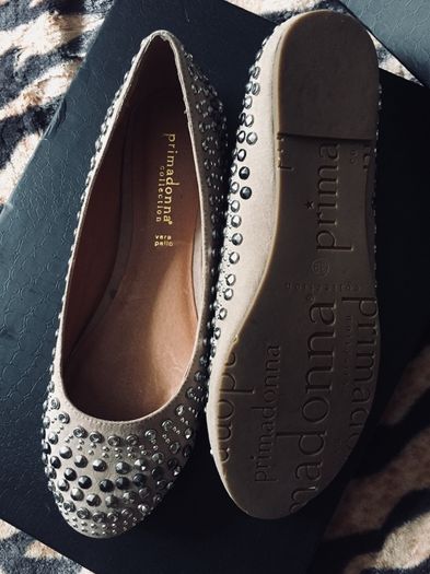 Primadonna Leather Studded Embellished Flat Ballerina Shoes Uk6 New