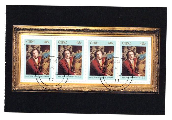 2003 Ireland 140th Anniversary of National Gallery of Ireland 2nd Issue Commemorative Stamps Booklet Pane (HP140) "Self-Portrait as Timanthes" by James Barry, Fine Used with Dublin CDS Cancel