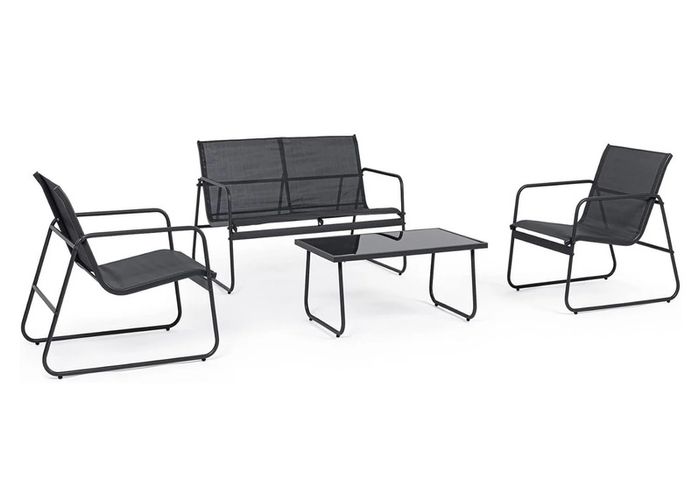 Malibu Retreat Garden Sofa Set 4 Piece Outdoor Patio Furniture with Glass Table