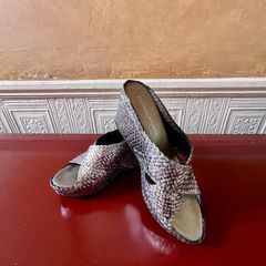 NEW Pons Quintana Silver Wedge Sandals Size 40