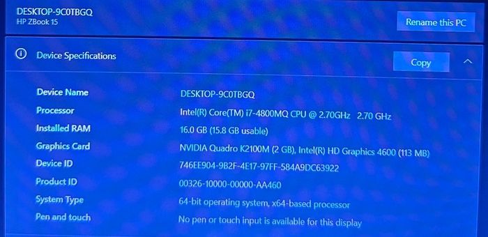 HP ZBook 15 Workstation l i7 l 16GB RAM l 1TB