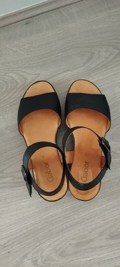 Gabor Black Wedge Sandals, size 5