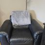 Natuzzi black 3 piece leather sofa and 2 seats Image 2