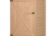NEW SALE | 75L x 56W x115Hcm Fir Wood Garden Storage Shed w/ Shelves Wood Tone