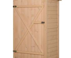 NEW SALE | 75L x 56W x115Hcm Fir Wood Garden Storage Shed w/ Shelves Wood Tone