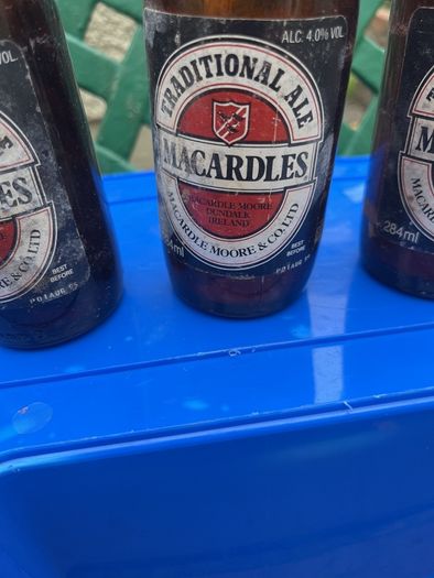 3   1995 empty Macardles Ale Dundalk bottles