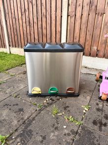 3 Compartment 30lt Recycle Bin stainless steel