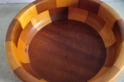 Rare find  CAMBRIDGE WARE Fruit Bowl Retro Mid Century 'The GRANTCHESTER' Patchwork Effect Wooden Bowl 1960s Home Decor Handmade Wooden Bowl Has Label