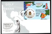 1997 Isle of Man Golf - Ryder Cup Valdererrama Spain 97 Commemorative Stamp Miniature Sheet First Day Cover (FDC)