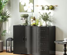 Sideboard, dresser, modern style, 4 drawers, 1 cabinet, 105 x 40 x 76 cm, Black