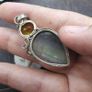 Vintage 925 Sterling Silver Lazard Design Shell & Fluorite Stone Pendant Set Of 2 Image 8