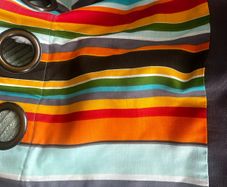 Eyelet Curtain Grey & Multicolour Stripes