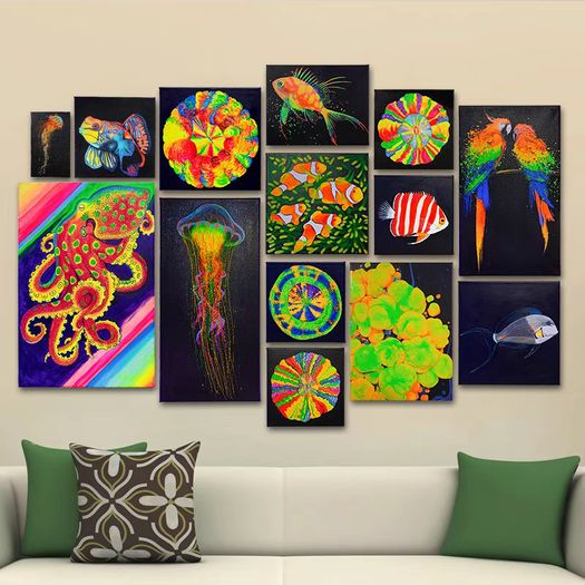 UV Blacklight Coral Reef Wall Art Painting