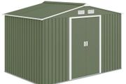 9 x 6ft Garden Metal Storage Shed, Outdoor Storage Tool House with Ventilation Slots, Floor Foundation and Lockable Double Doors, Light Green