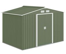 9 x 6ft Garden Metal Storage Shed, Outdoor Storage Tool House with Ventilation Slots, Floor Foundation and Lockable Double Doors, Light Green