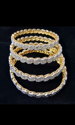 Double tone 4 bangles - Zircon - New