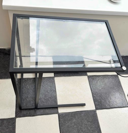 glass and metal side table