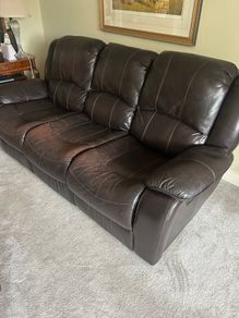 3 seater dark brown leather couch