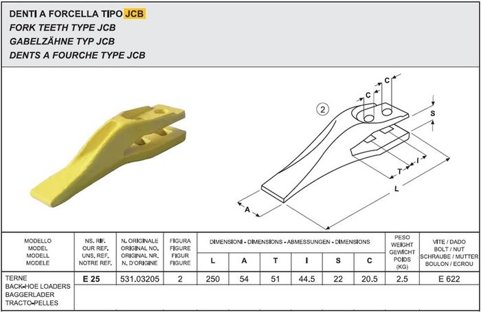 JCB Bucket Teeth 9FL / E25, Excavator teeth