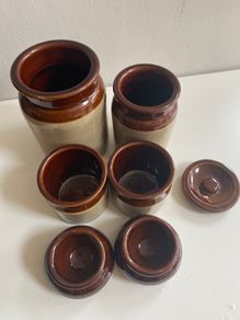 Selection of stoneware jars and condiment holders