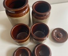 Selection of stoneware jars and condiment holders