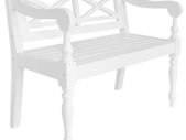 Batavia Bench 98 cm Solid Mahogany Wood White