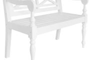 Batavia Bench 98 cm Solid Mahogany Wood White